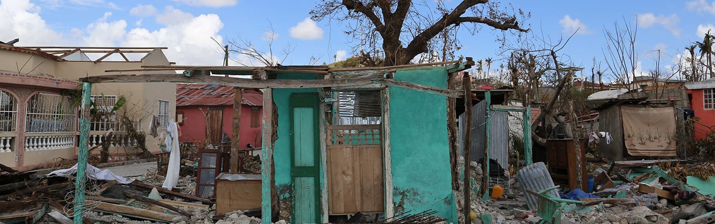Efectos devastadores del huracán Matthew en Haití en octubre de 2016.